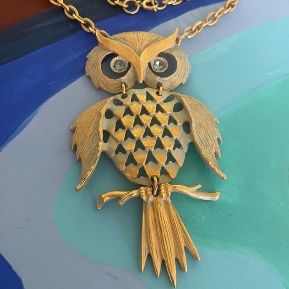 Vintage 1970’s Owl Necklace Retro - Picture 2 of 3